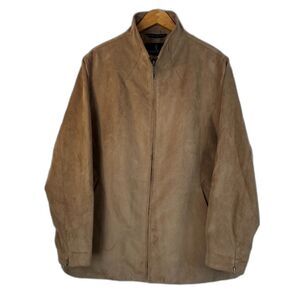 London Fog All Weather Suede Zip Up Mock Neck Jacket Lightweight Size XL Mens